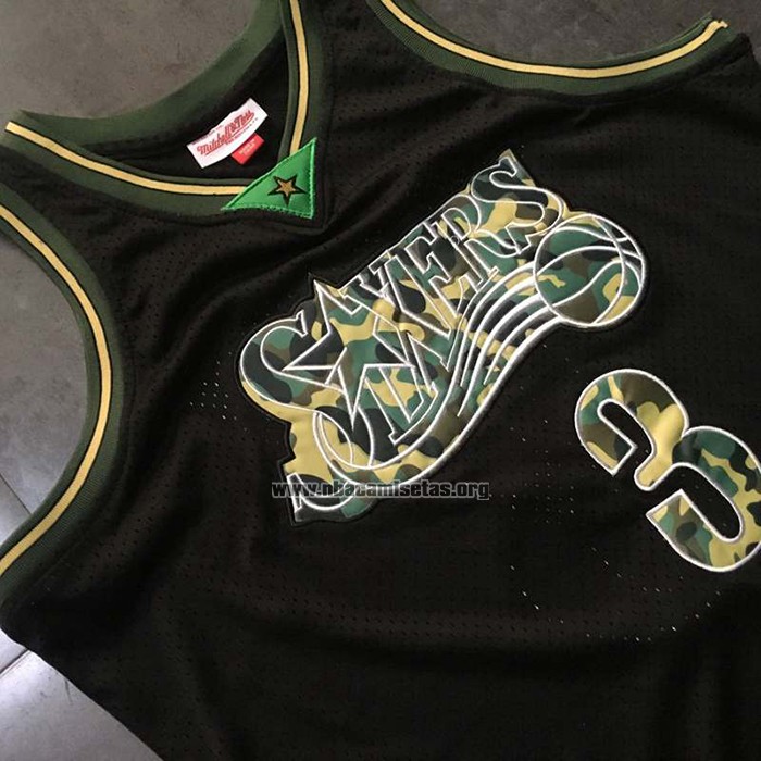 Camiseta Philadelphia 76ers Allen Iverson NO 3 Camuflaje Verde